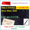 Panjang 10 Meter - Kabel NYYHY 1x2Cx2.5mm2